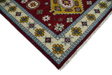 6x9 Hand Knotted Traditional Antique Kazak Red and Mustard Wool Area Rug