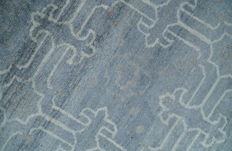 6x9 Hand Woven Silver, Charcoal and Ivory Low pile wool area Rug
