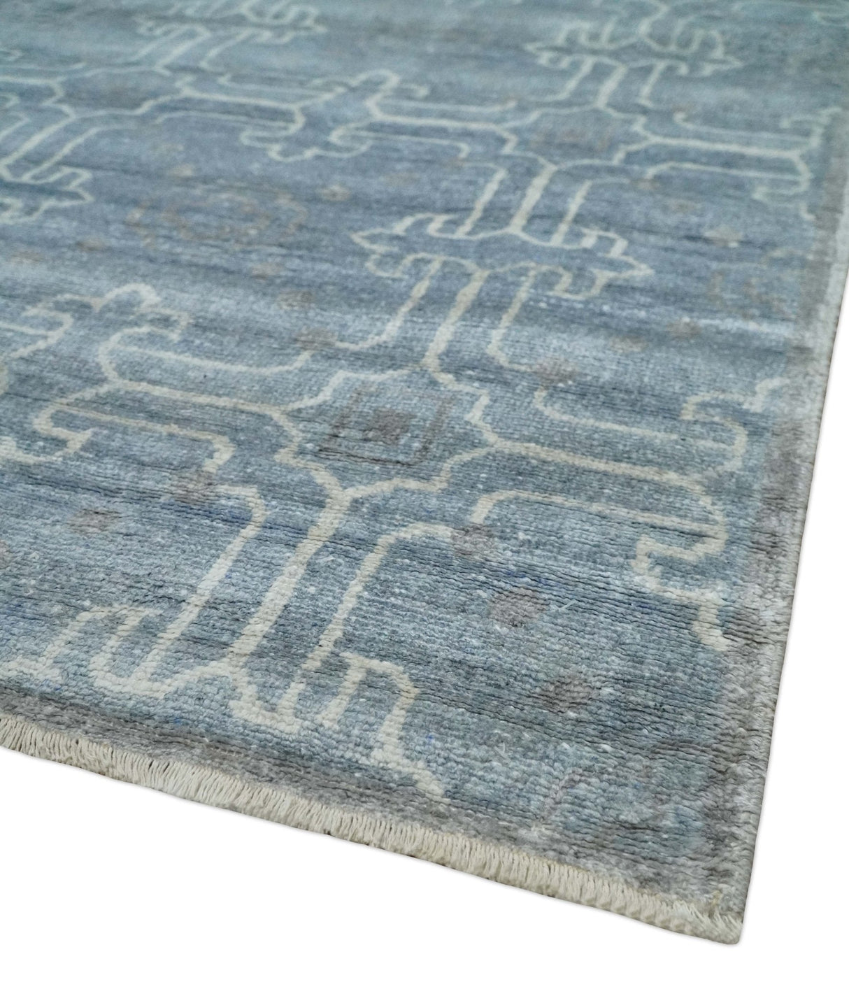 6x9 Hand Woven Silver, Charcoal and Ivory Low pile wool area Rug