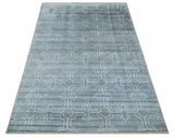 6x9 Hand Woven Silver, Charcoal and Ivory Low pile wool area Rug