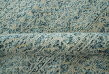 6X9 Teal and Beige Hand Knotted Southwestern Tribal Trellis recycled silk Rug