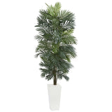 7’ Areca Artificial Tree in White Tower Planter-Parc Decor