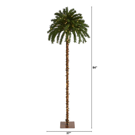 7’ Christmas Palm Artificial Tree with 300 White Warm LED Lights-Parc Decor