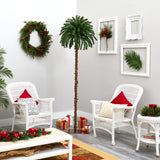 7’ Christmas Palm Artificial Tree with 300 White Warm LED Lights-Parc Decor