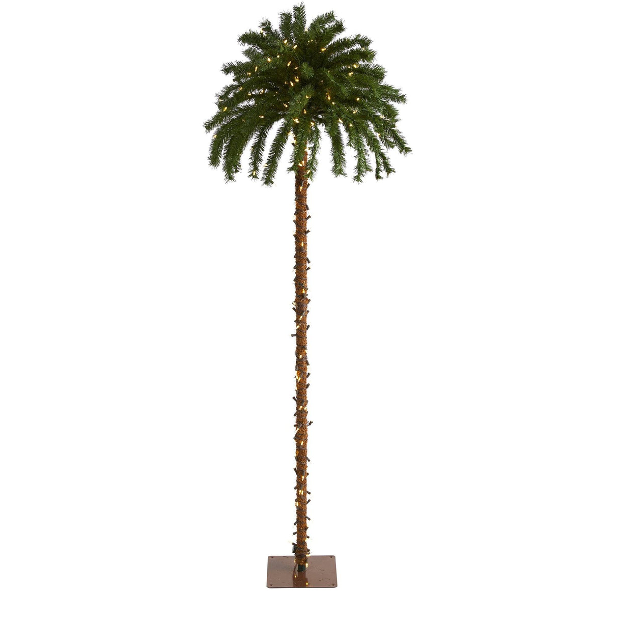 7’ Christmas Palm Artificial Tree with 300 White Warm LED Lights-Parc Decor