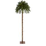 7’ Christmas Palm Artificial Tree with 300 White Warm LED Lights-Parc Decor