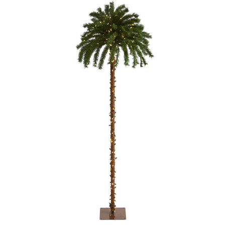 7’ Christmas Palm Artificial Tree with 300 White Warm LED Lights-Parc Decor