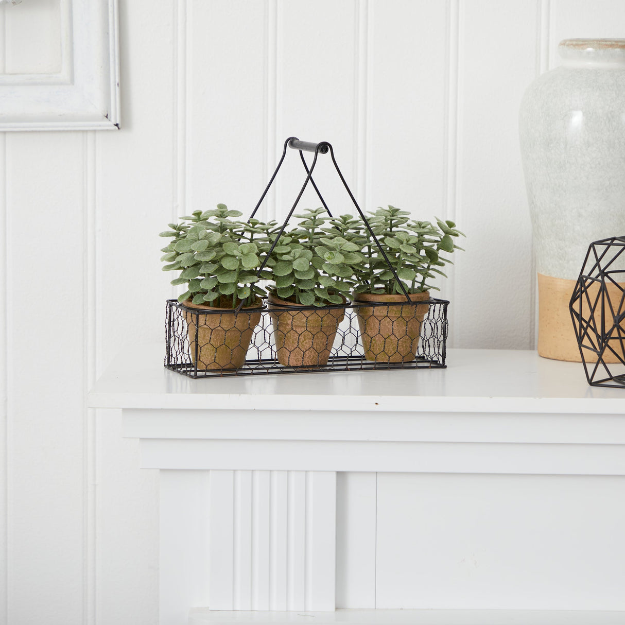 7” Mini Jade Garden Artificial Plant in Hanging Planter-Parc Decor