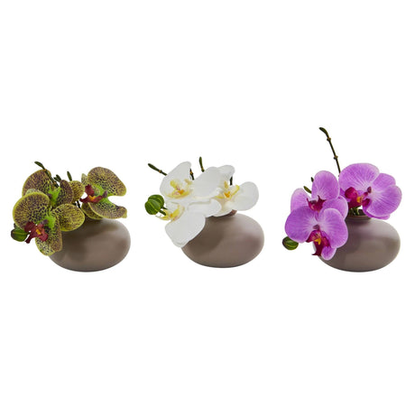 7” Phalaenopsis Orchid Artificial Arrangement (Set of 3)-Parc Decor