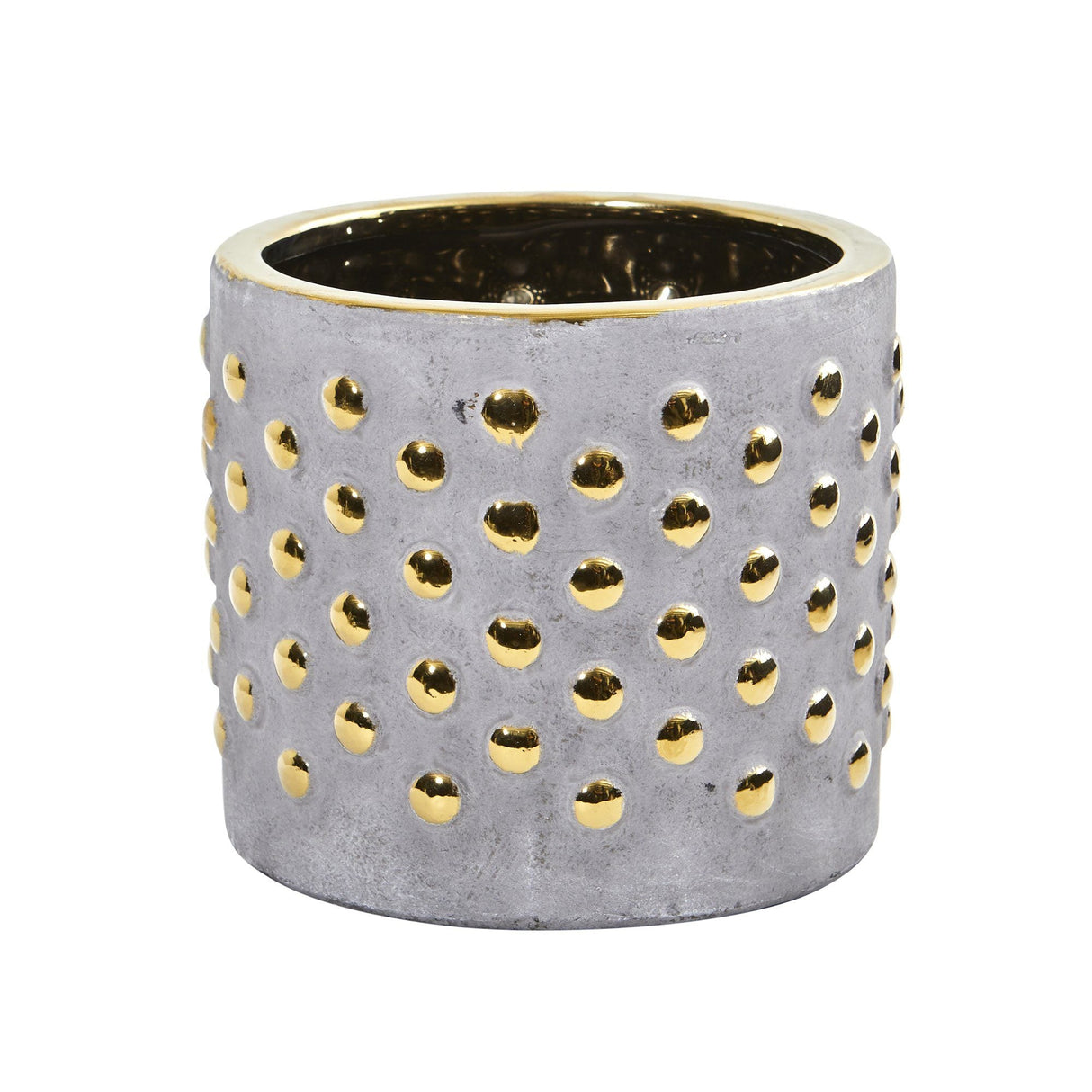 7” Regal Stone Hobnail Planter with Gold Accents-Parc Decor