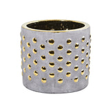 7” Regal Stone Hobnail Planter with Gold Accents-Parc Decor