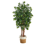 7’ Sakaki Artificial Tree in Handmade Natural Jute and Cotton Planter-Parc Decor