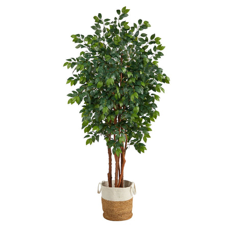 7’ Sakaki Artificial Tree in Handmade Natural Jute and Cotton Planter-Parc Decor