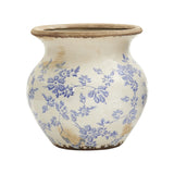 7” Tuscan Ceramic Blue Scroll Urn Vase-Parc Decor