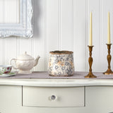 7” Tuscan Ceramic Gray Scroll Planter-Parc Decor