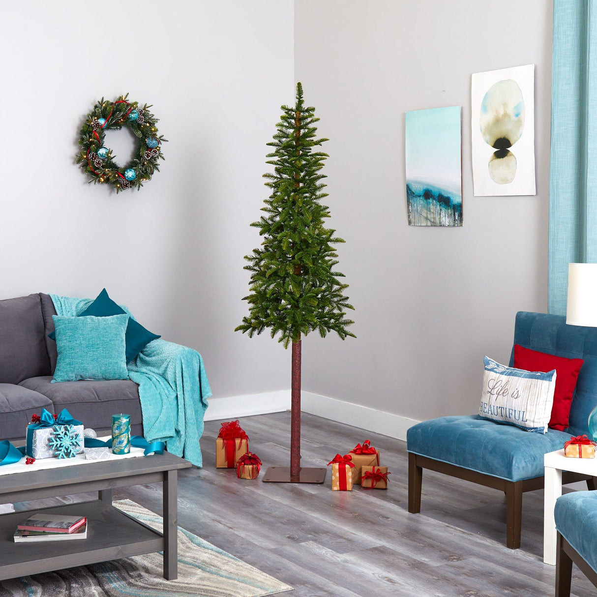 7’ Alaskan Alpine Artificial Christmas Tree with 150 Clear Microdot (Multifunction) LED Lights and 165 Bendable Branches-Christmas Tree-Parc Decor