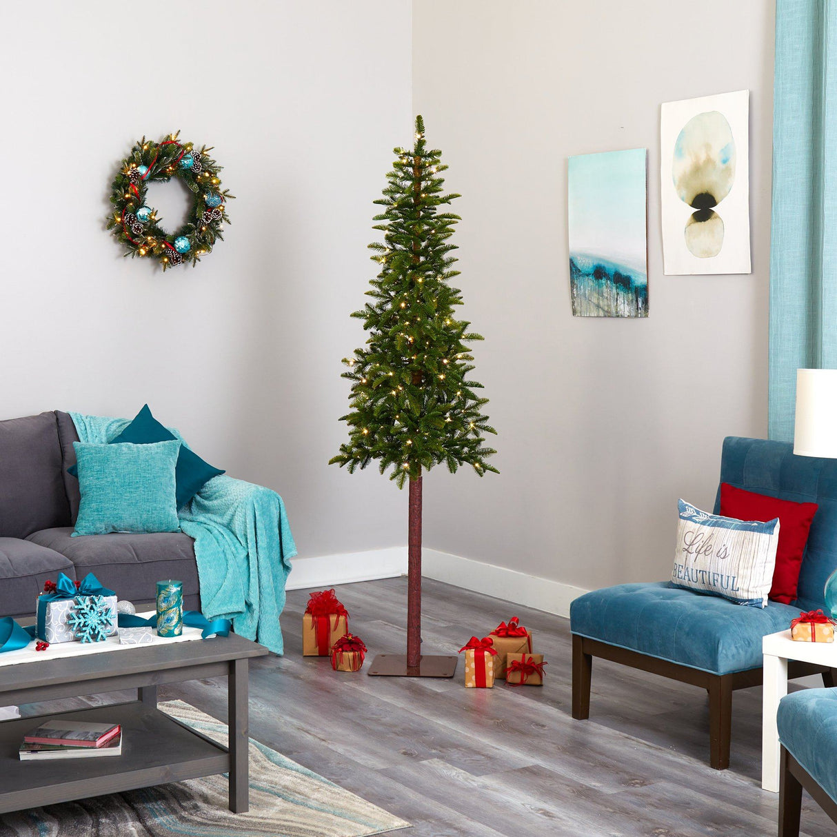 7’ Alaskan Alpine Artificial Christmas Tree with 150 Clear Microdot (Multifunction) LED Lights and 165 Bendable Branches-Christmas Tree-Parc Decor