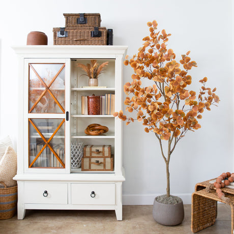 7’ Artificial Autumn Fall Eucalyptus Tree-Tree-Parc Decor