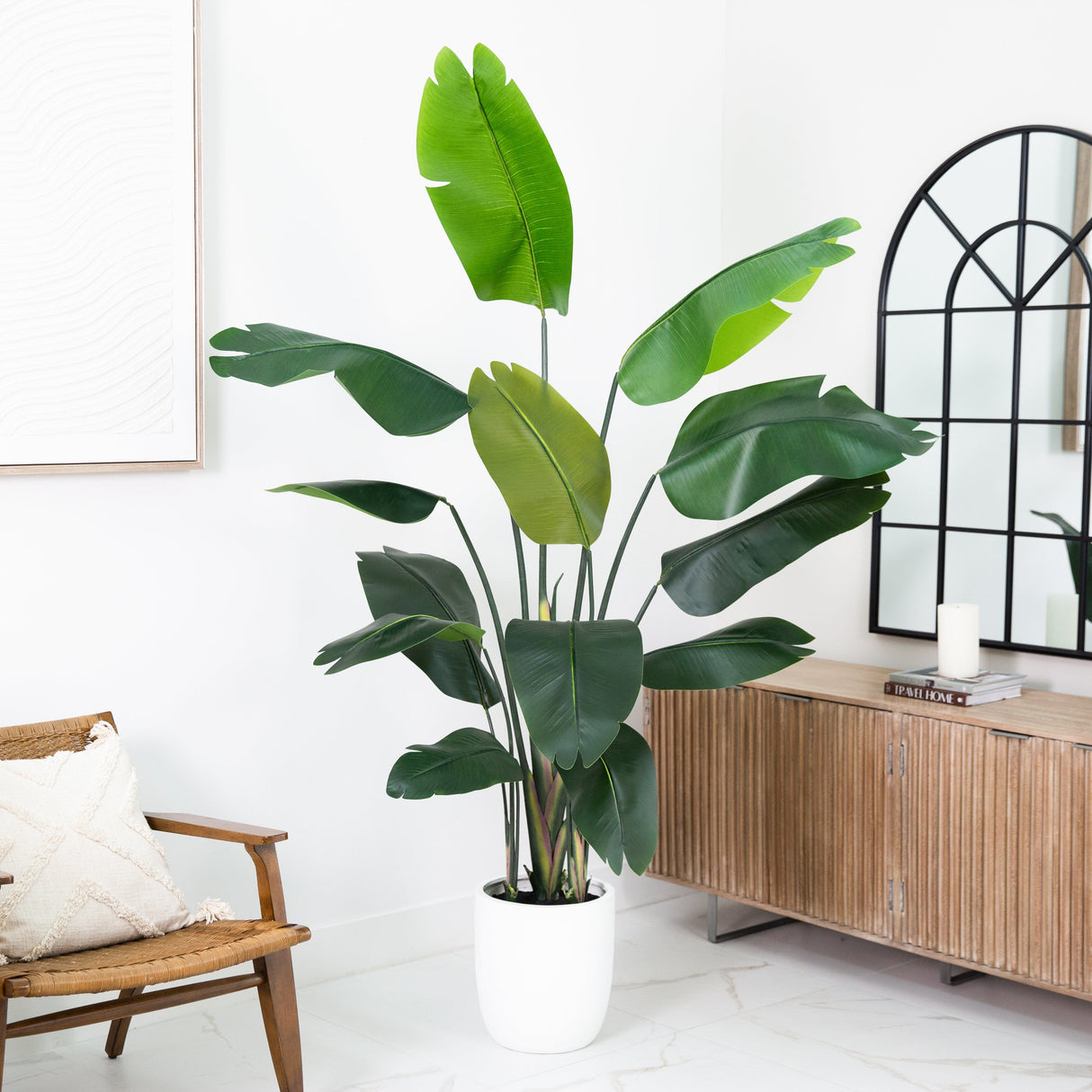 7' Artificial Bird of Paradise Tree with Resin Stone Planter-Tree-Parc Decor