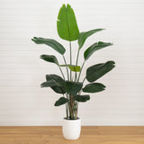 7' Artificial Bird of Paradise Tree with Resin Stone Planter-Tree-Parc Decor