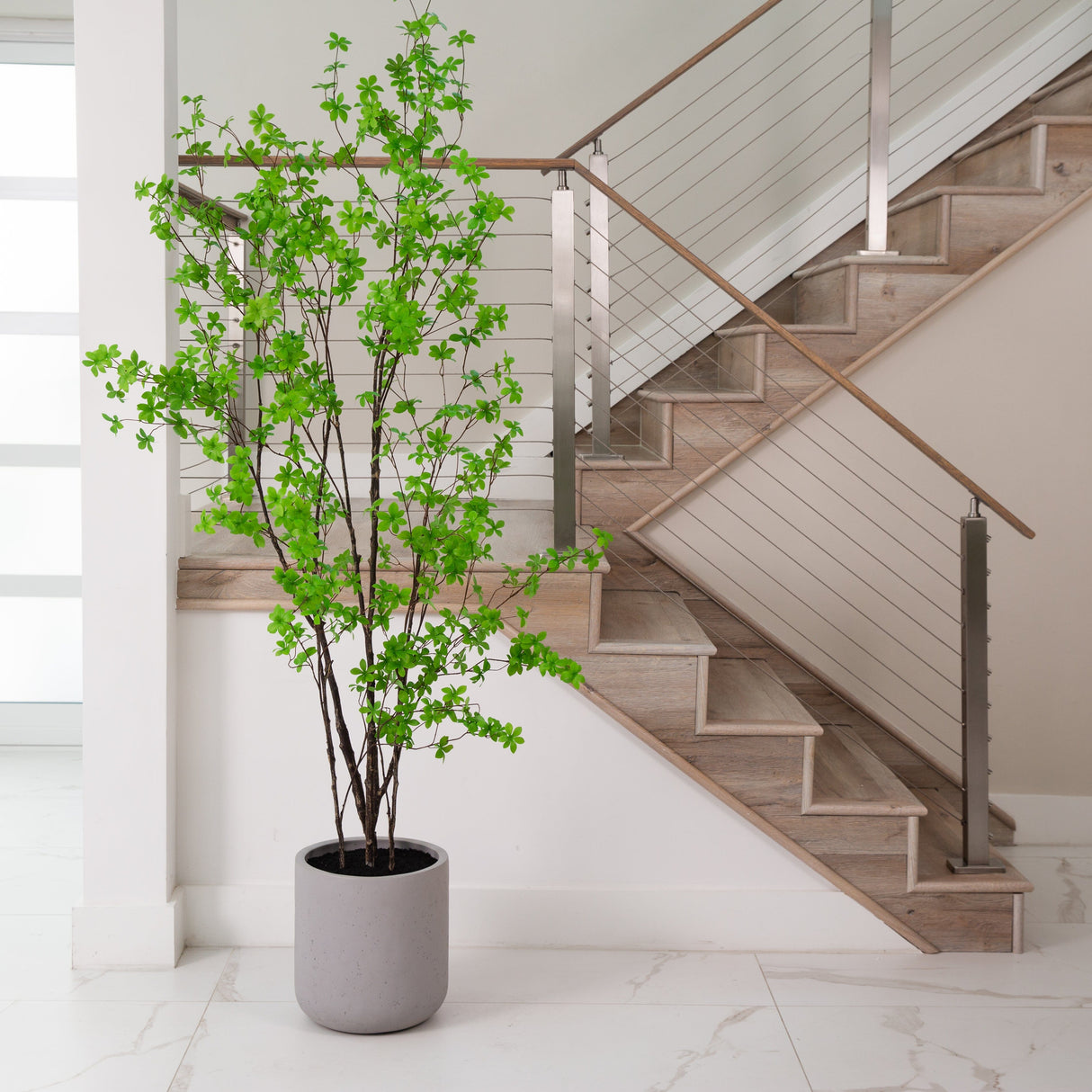 7’ Artificial Enkianthus Tree with Resin Stone Planter-Tree-Parc Decor