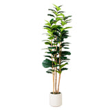 7’ Artificial Fiddle Leaf Tree in Decorative White Planter-Tree-Parc Decor