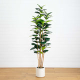 7’ Artificial Fiddle Leaf Tree in Decorative White Planter-Tree-Parc Decor