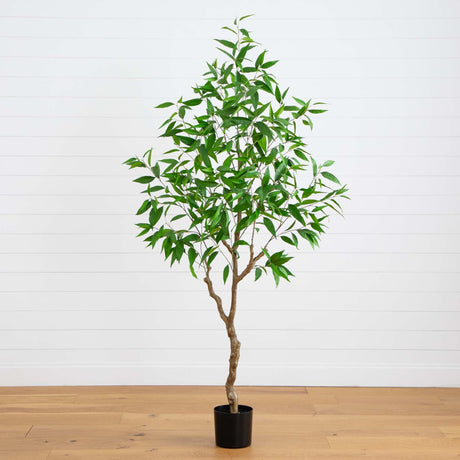 7' Artificial Long Leaf Greco Eucalyptus Tree with Real Touch Leaves-Tree-Parc Decor