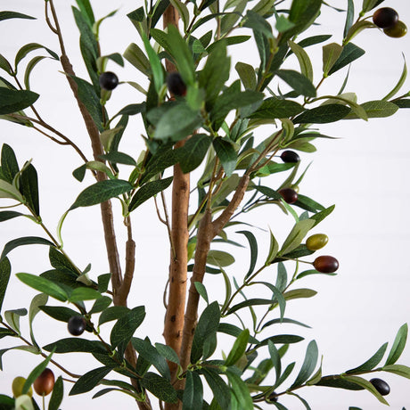 7’ Artificial Olive Tree with Natural Trunk and Handmade Jute Basket-Tree-Parc Decor