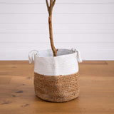 7’ Artificial Olive Tree with Natural Trunk and Handmade Jute Basket-Tree-Parc Decor