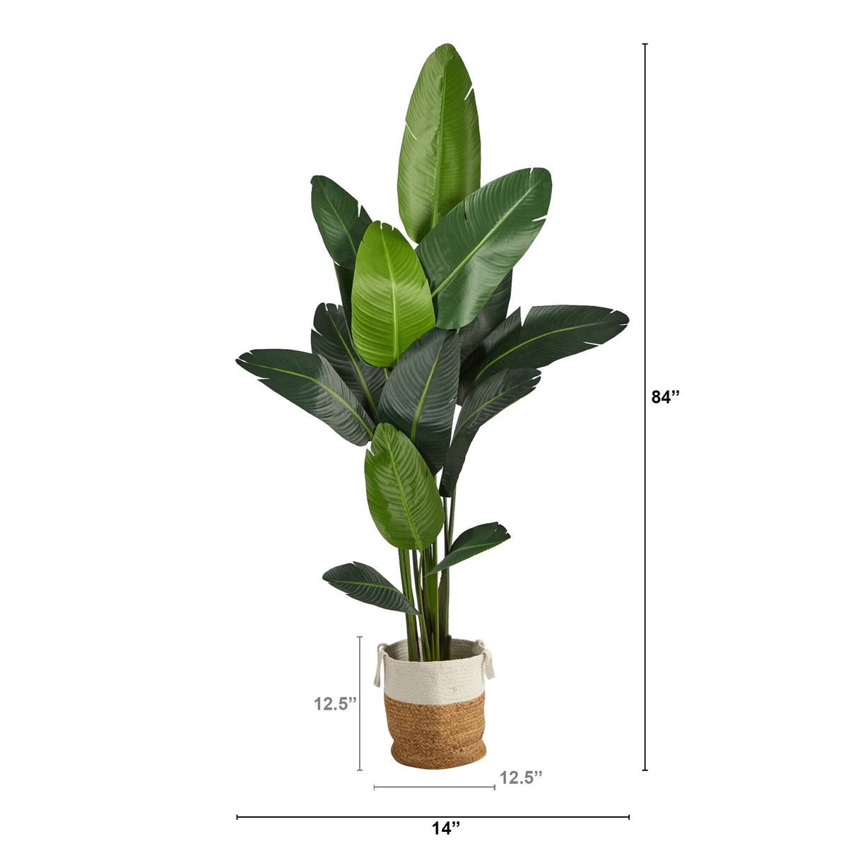 7’ Artificial Travelers Palm Tree with Handmade Jute & Cotton Basket-Plant in Planter-Parc Decor