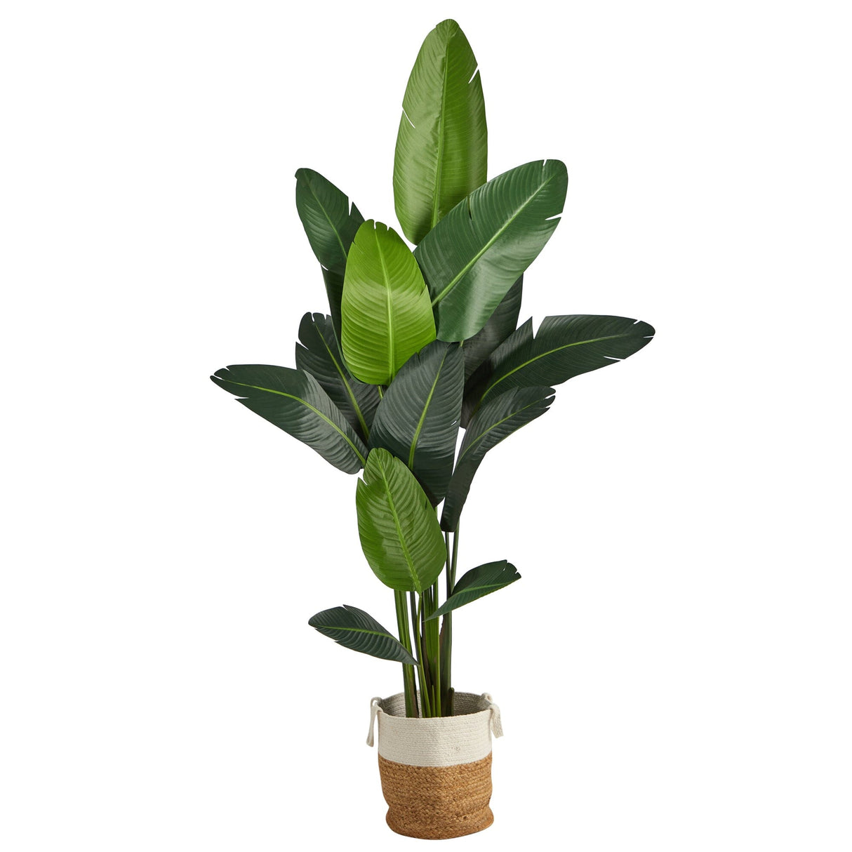 7’ Artificial Travelers Palm Tree with Handmade Jute & Cotton Basket-Plant in Planter-Parc Decor