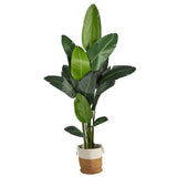 7’ Artificial Travelers Palm Tree with Handmade Jute & Cotton Basket-Plant in Planter-Parc Decor