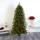 7’ Belgium Fir “Natural Look” Artificial Christmas Tree with 500 Clear LED Lights-Christmas Tree-Parc Decor