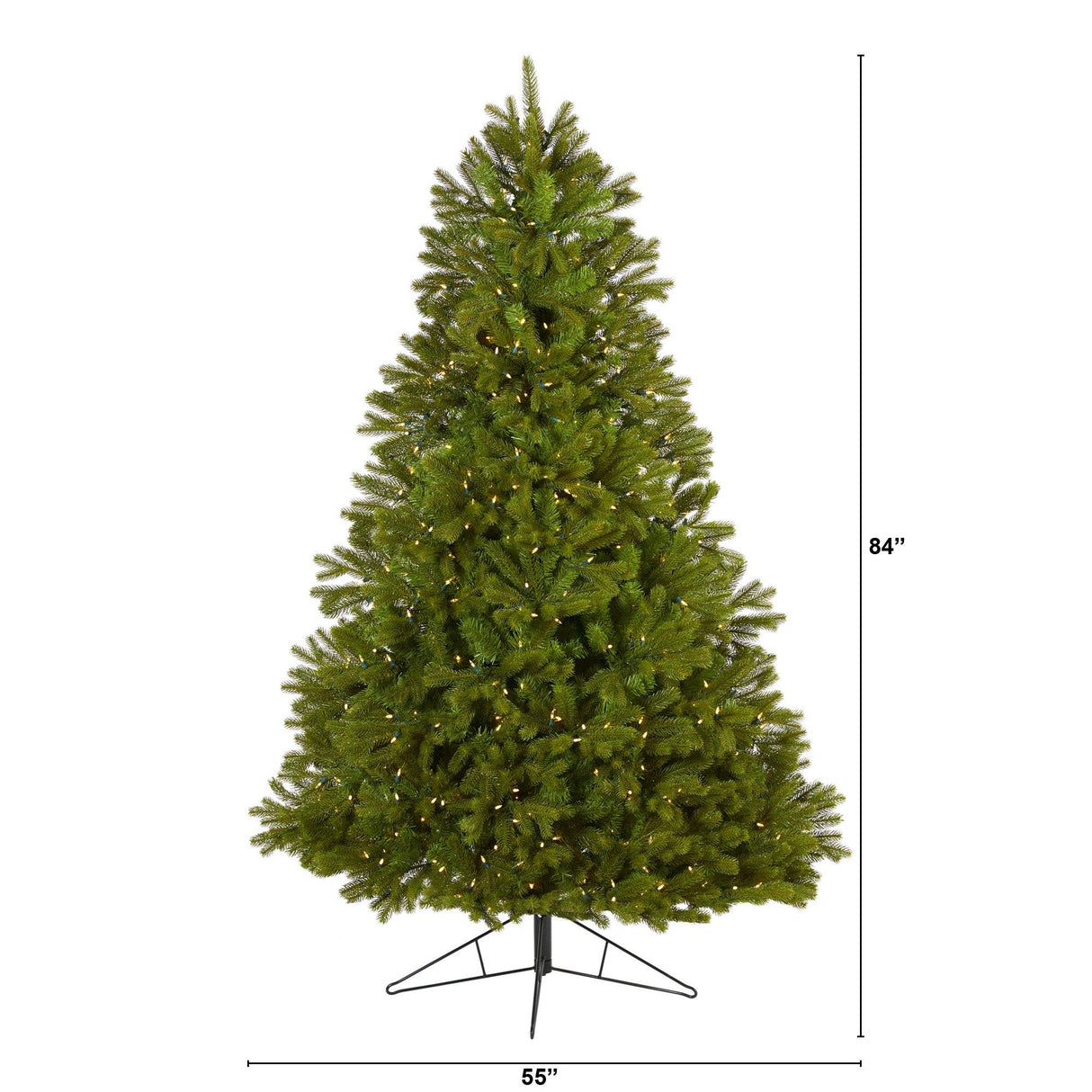 7' Cambridge Spruce Flat Back Artificial Christmas Tree with 500 Warm White (Multifunction) LED Lights and 960 Bendable Branches-Christmas Tree-Parc Decor