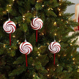 7” Candy Cane Lollipop Holiday Deluxe Christmas Shatterproof Ornament Set of 4-Ornament-Parc Decor