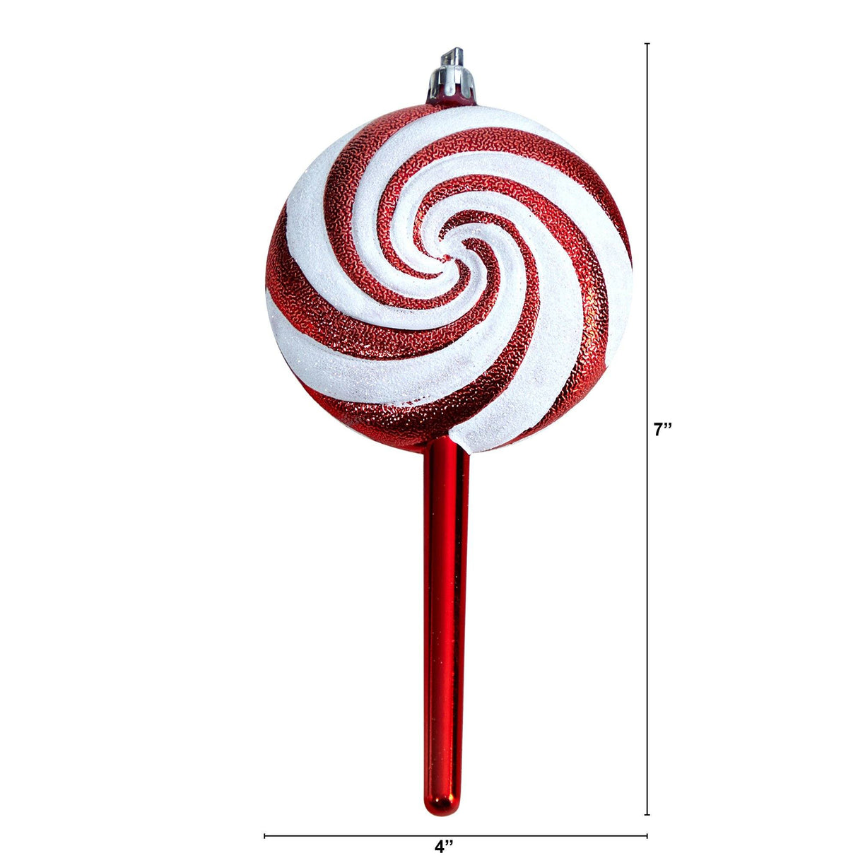 7” Candy Cane Lollipop Holiday Deluxe Christmas Shatterproof Ornament Set of 4-Ornament-Parc Decor