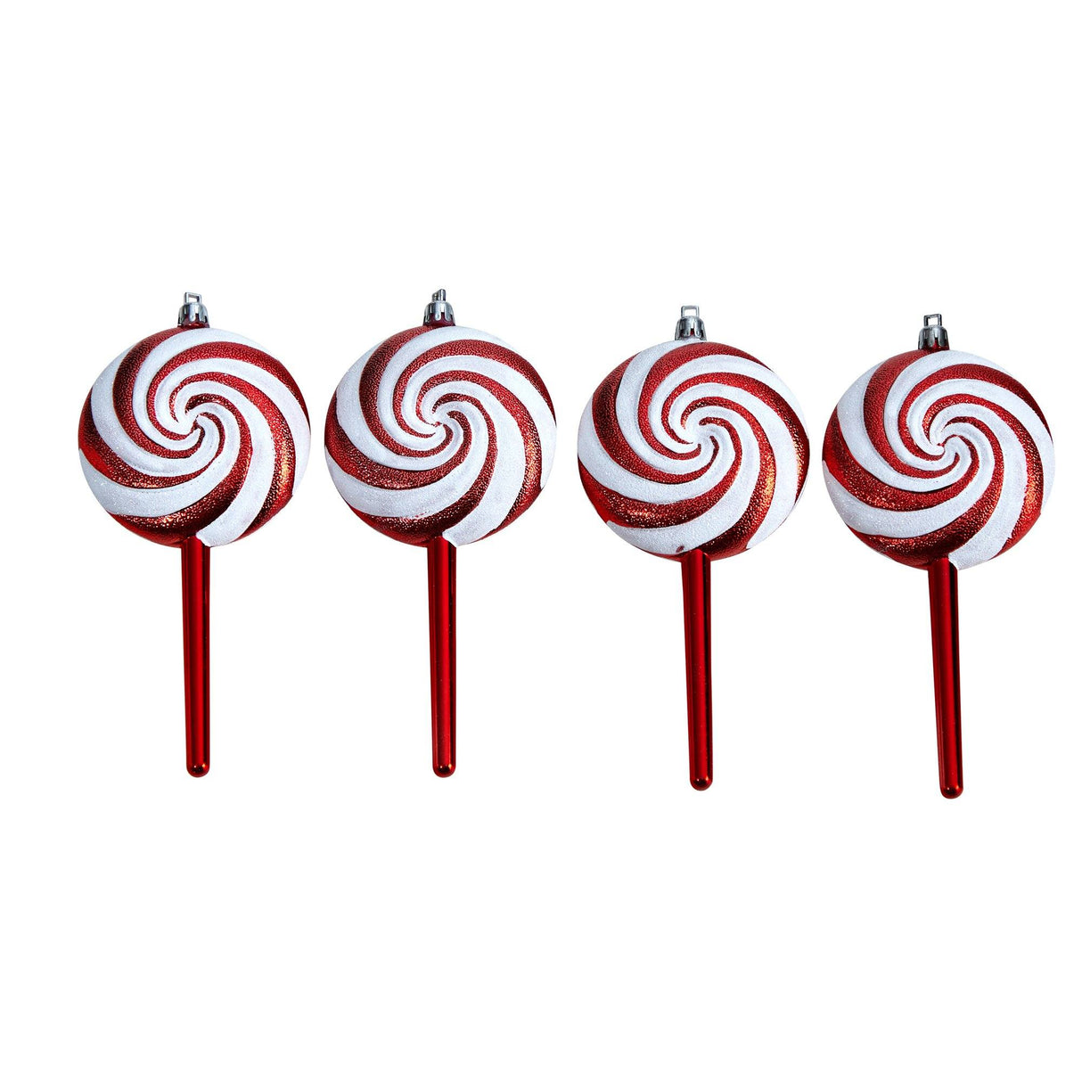 7” Candy Cane Lollipop Holiday Deluxe Christmas Shatterproof Ornament Set of 4-Ornament-Parc Decor