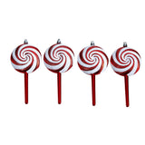 7” Candy Cane Lollipop Holiday Deluxe Christmas Shatterproof Ornament Set of 4-Ornament-Parc Decor