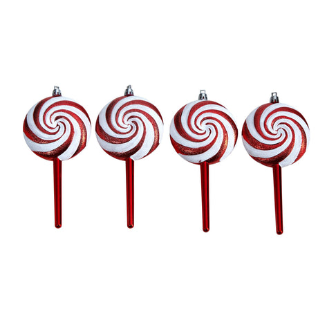 7” Candy Cane Lollipop Holiday Deluxe Christmas Shatterproof Ornament Set of 4-Ornament-Parc Decor