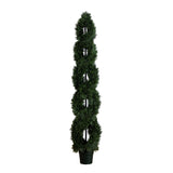 7' Double Pond Cypress Spiral Topiary UV Resistant (Indoor/Outdoor)-Tree-Parc Decor