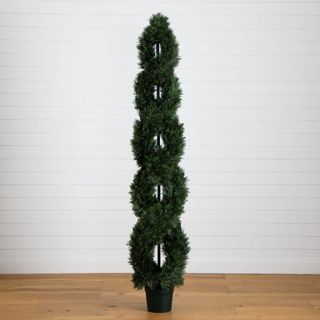 7' Double Pond Cypress Spiral Topiary UV Resistant (Indoor/Outdoor)-Tree-Parc Decor