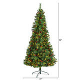 7’ Flat Back Montreal Mountain Artificial Christmas Tree with Pine Cones and Berries-Christmas Tree-Parc Decor