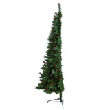 7’ Flat Back Montreal Mountain Artificial Christmas Tree with Pine Cones and Berries-Christmas Tree-Parc Decor