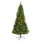 7’ Flat Back Montreal Mountain Artificial Christmas Tree with Pine Cones and Berries-Christmas Tree-Parc Decor