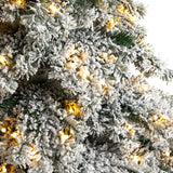 7’ Flocked Austria Fir Christmas Tree with 400 Warm White LED Lights and 1063 Bendable Branches-Christmas Tree-Parc Decor