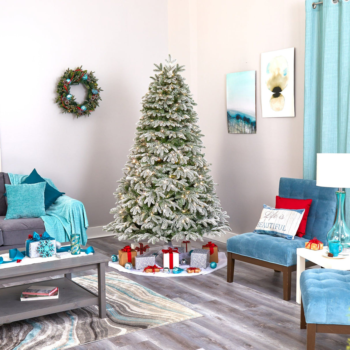 7' Flocked Colorado Mountain Fir Artificial Christmas Tree-Christmas Tree-Parc Decor