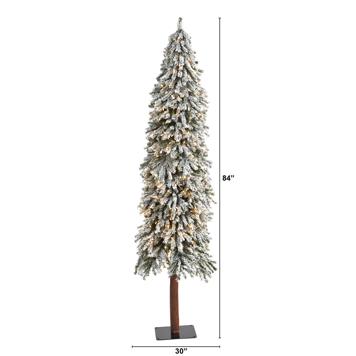 7’ Flocked Grand Alpine Artificial Christmas Tree with 400 Lights and 950 Branches on Natural Trunk-Christmas Tree-Parc Decor