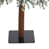 7’ Flocked Grand Alpine Artificial Christmas Tree with 400 Lights and 950 Branches on Natural Trunk-Christmas Tree-Parc Decor