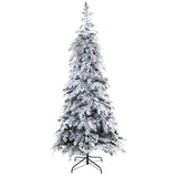 7’ Flocked Montana Down Swept Spruce Artificial Christmas Tree with Pinecones and 400 LED Lights-Christmas Tree-Parc Decor